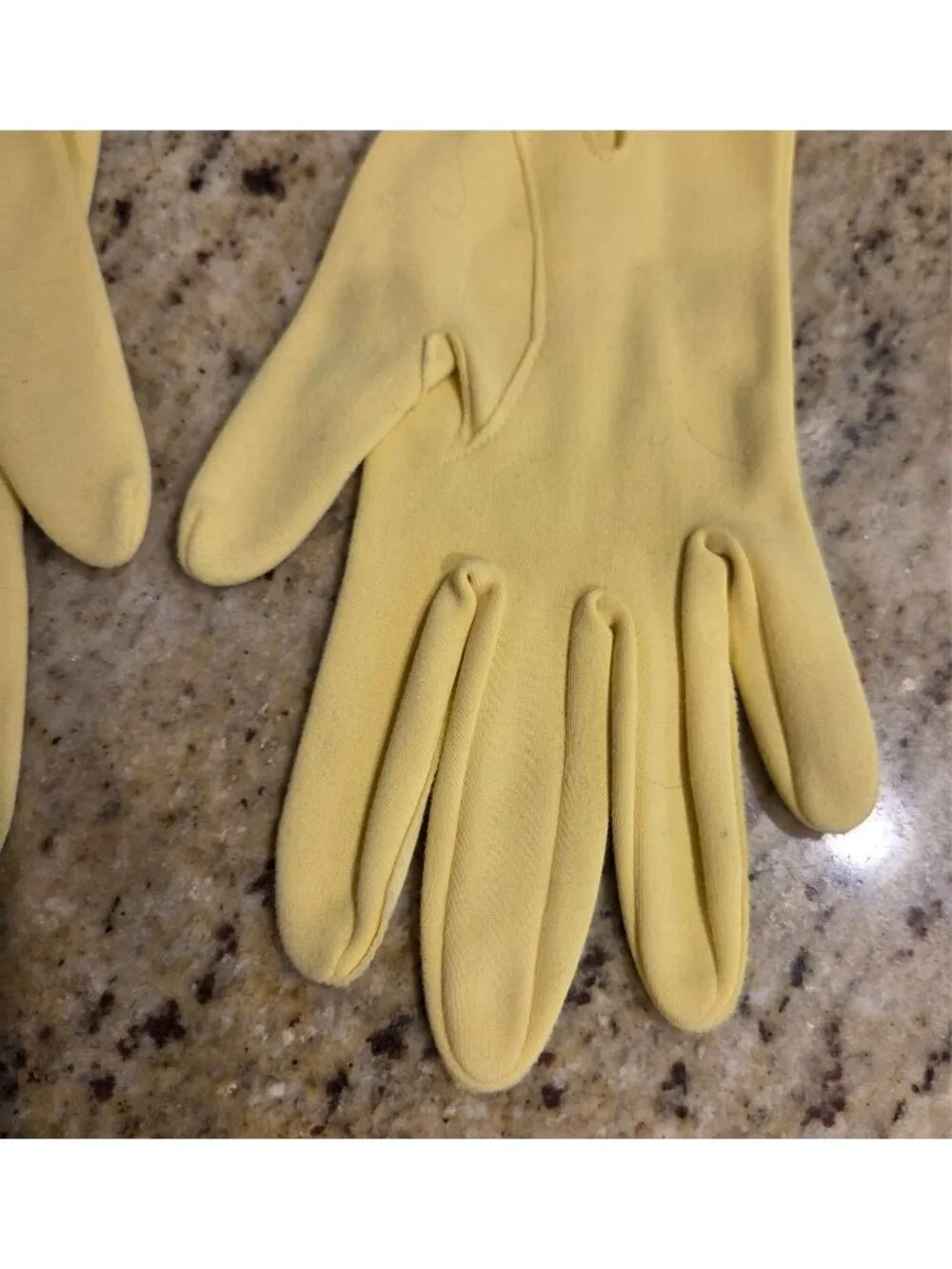 Vintage Womens Size S 6.5 Yellow Nylon Formal Gloves Wrist Button